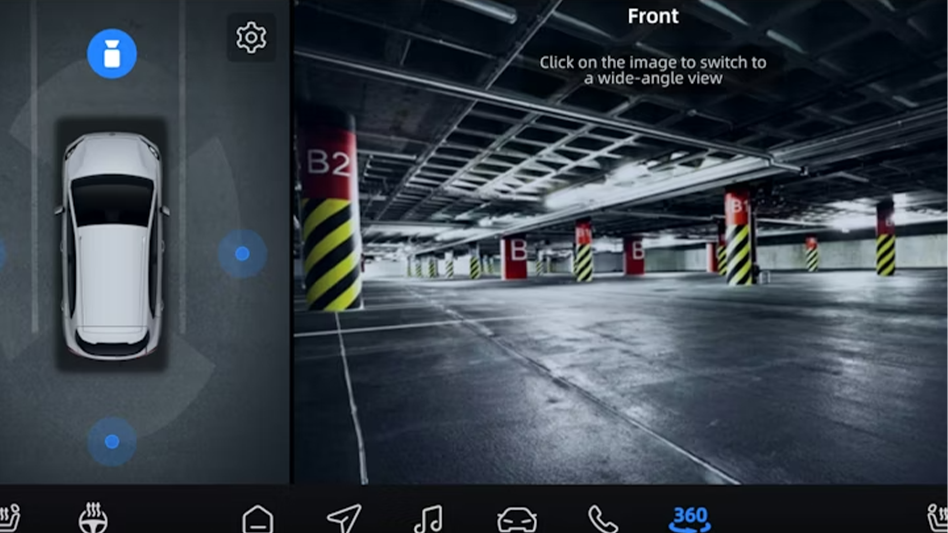 MG4 EV Urban 360-Grad-Kamera mit dynamischen Führungslinien